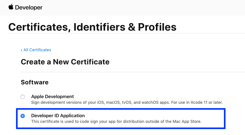 Creating a Developer ID Application certificate